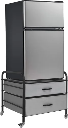 Miniatura 10 de EazeHome Mini soporte para refrigerador con almacenamiento, mini soporte para refrigerador, carrito de refrigerador de 2 cajones, unidad Negro