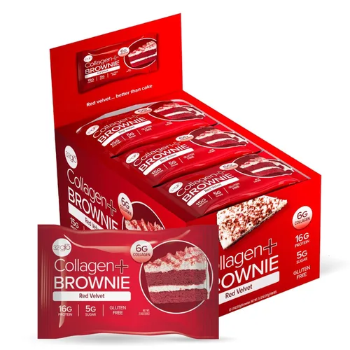 Miniatura 3 de 321glo Brownie de proteína de colágeno, sin gluten, bajo en azúcar, snack keto para mujeres, hombres y niños, 0.64 onzas de proteína, 0.26 onzas