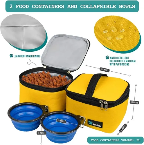 Miniatura 3 de PetAmi Bolsa de viaje para perros, organizador de bolsas de viaje para mascotas, bolsa de viaje de comida para perros con contenedor de comida