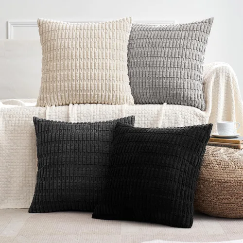 Miniatura 12 de MIULEE Juego de 4 fundas de almohada decorativas de pana estilo bohemio de primavera de 18 x 18 pulgadas para sofá, sala de estar, sofá y cama