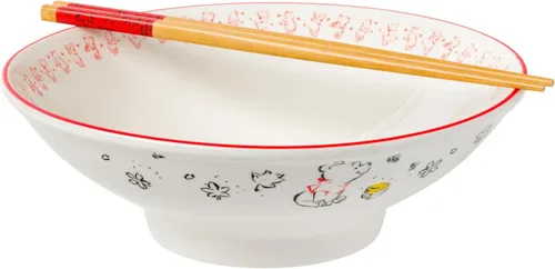 Miniatura 23 de Silver Buffalo Disney Lady and the Tramp Eating Noodles Chinese Love - Cuenco de ramen de cerámica con palillos, apto para microondas, 20 onzas