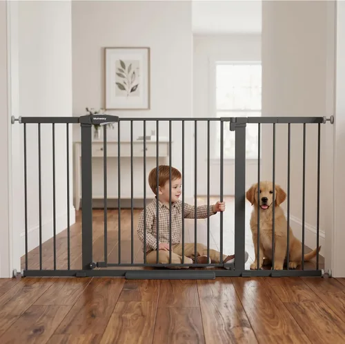 Miniatura 16 de Mumeasy Puerta de bebé extra ancha de 29.7 a 57 pulgadas, puerta grande para perros con cierre automático para puertas, puerta de seguridad