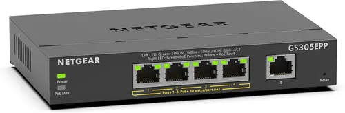 Miniatura 13 de NETGEAR Switch PoE Gigabit Ethernet Easy Smart Managed Essentials de 5 puertos (GS305EP) - con 4 x PoE+ @ 63W, para montaje en escritorio o en pared