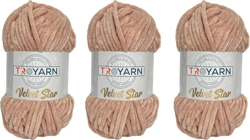 Miniatura 19 de Troyarn Velvet Star (Paquete de 3 Madejas) - Ovillo de felpilla con purpurina plateada para manta de bebé, hilo amigurumi, para ganchillo y tejer