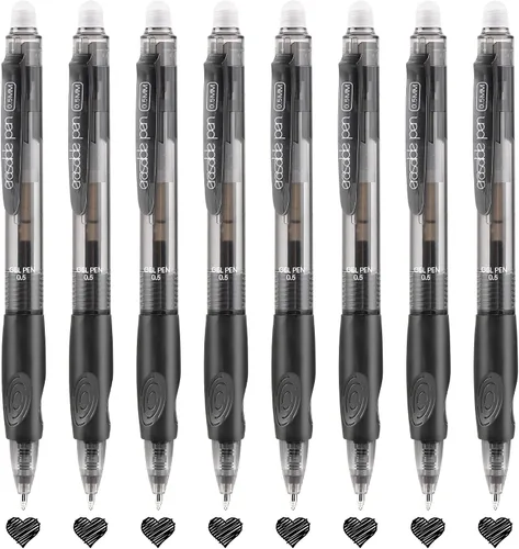 Miniatura 11 de USUAL Bolígrafos retráctiles borrables, 12 bolígrafos de gel borrables negros de 0.020 in, bolígrafos de gel borrables, color negro, hace que