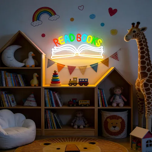 Miniatura 3 de Read Books - Letrero de neón para decoración de pared, libro de lectura regulable LED, letrero de luz de neón para arte, positivo, dormitorio