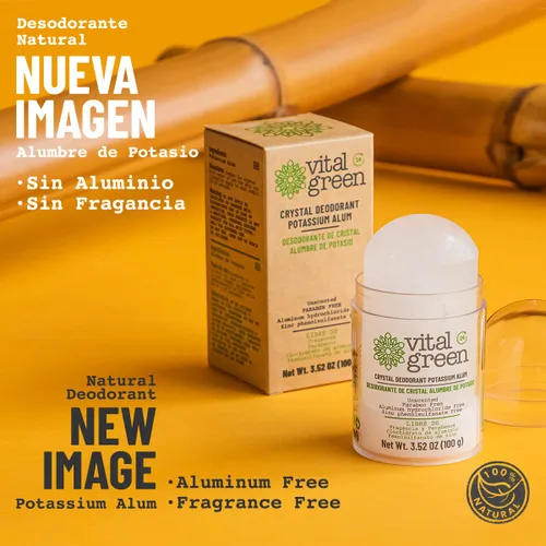 Miniatura 2 de Vital Green Thai Crystal Potassium Alum Desodorante – Desodorante mineral sin perfume para hombres, mujeres y atletas, 3.53 oz / 100 g (1 unidad)