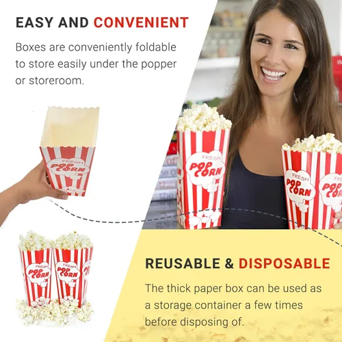 Miniatura 5 de 15 Cajas de papel para palomitas de maíz de noche de cine, cubetas de 19.7 cm de alto, grandes y con capacidad para 46 oz, diseño de fiesta antiguo