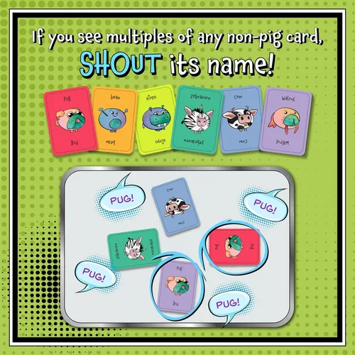 Miniatura 5 de Spank The Pig! - Divertido y divertido juego de cartas familiar para niños, adolescentes y adultos, divertidos juegos de ritmo rápido para 2 a 7