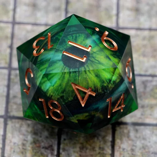 Miniatura 8 de Sharp Edge Eyeball D20 - Dados grandes individuales de 1.76 pulgadas con estuche de regalo, dados de ojo móvil de dragón para Calabozos y Dragones