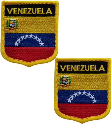 Parches bordados de bandera de Venezuela con apliques tácticos de moral para planchar para coser en emblema, 2 piezas (Venezuela)