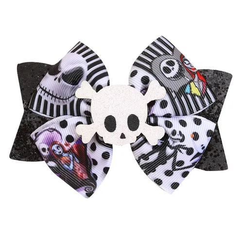 Miniatura 2 de Lazo para el pelo de Halloween, calabaza, murciélago, araña, fantasma, horquilla para fiesta de Halloween, accesorios para el cabello (negro A)