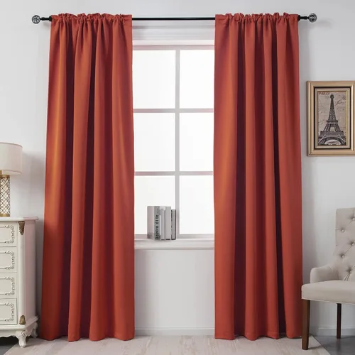 Miniatura 19 de DUALIFE Cortinas opacas de 45 pulgadas de largo, 2 paneles para ventanas pequeñas de dormitorio, aislamiento térmico, bolsillo para barra, cortinas