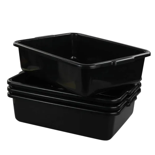 Miniatura 2 de Juego de 4 tinas de plástico para autobús comercial de 8 litros, sartenes rectangulares de plástico negro