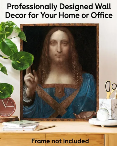 Miniatura 9 de Salvator Mundi - Póster de 11 x 14 pulgadas, retrato cristiano de Leonardo da Vinci, pintura al óleo de reproducción de Jesucristo, Salvador