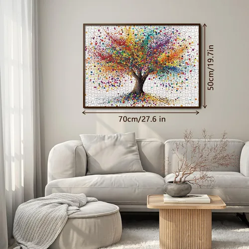 Miniatura 6 de Colorido árbol de la vida rompecabezas para adultos de 1000 piezas, rompecabezas de árbol degradado arco iris, rompecabezas de arte abstracto