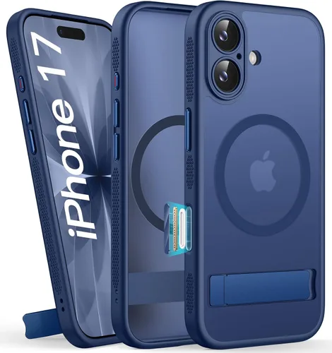 Miniatura 38 de BXYJY Funda magnética para iPhone Air con soporte, compatible con MagSafe, botón de control de cámara, protección completa de la lente, caída