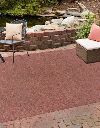 Miniatura 35 de Unique Loom Collection Alfombra de Área Plana Casual de Transición Sólida Jaspeada para Interiores/Exteriores (Pasillo 2' x 6' 1", Azul/Azul Marino)