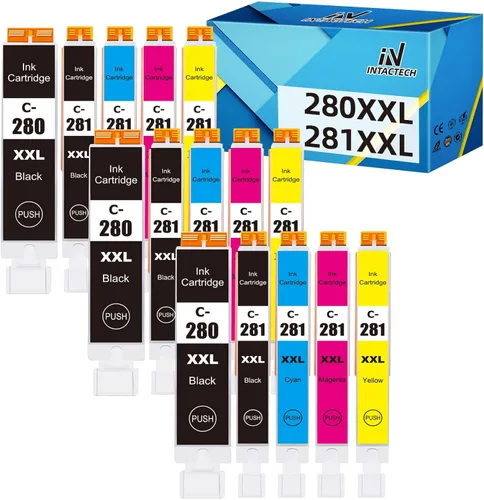 PGI-280 XXL CLI-281 XXL - Cartuchos de tinta compatibles con Canon 280 281, paquete de 15 cartuchos de alto rendimiento, funcionan con TR8520 TR8620
