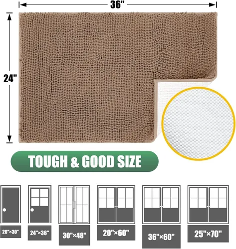 Miniatura 2 de IM HOME Felpudo absorbente de chenilla para exterior de 60" x 36", tapetes para puertas lavables y antideslizantes para perros, tapete de puerta