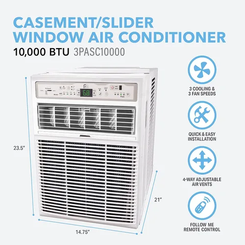 Miniatura 3 de Perfect Aire 10,000 BTU Aire Acondicionado con panel deslizante para ventana A/C - Modelo de apertura, 10000, Gris
