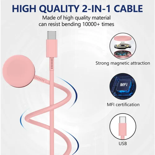 Miniatura 3 de Susnwere Cargador Rápido para Cargadores de Apple Watch con Bloque de Carga de 20W, USB C Magnético para Cable de Carga Rápida i-Watch para Watch