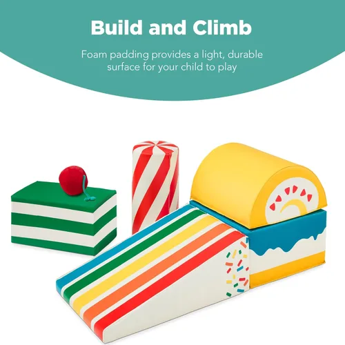 Miniatura 2 de Best Choice Products Estructuras de Juego de Actividad de 5 Piezas de Bloques de Espuma Suave para Escalar y Gatear para Niños para el Desarrollo 5