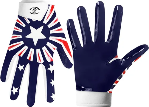 Miniatura 2 de Guantes de fútbol americano para niños, guantes receptores de fútbol americano juvenil, excelente agarre con silicona adhesiva, antideslizantes