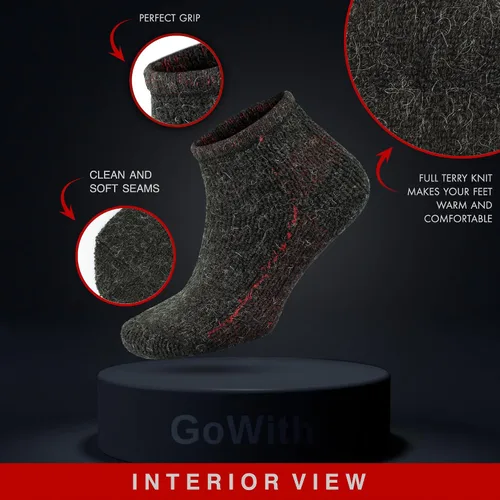 Miniatura 4 de GoWith Alpaca Wool Low-Cut Hiking Socks for Men & Women, Cushioned Terry Warm Socks, Thermal Thick Merino Blend Camping Socks