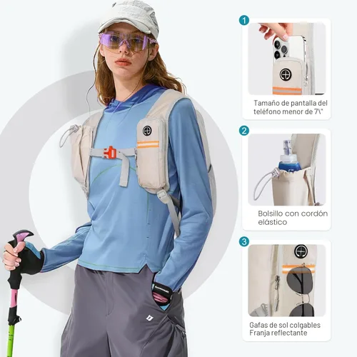 Miniatura 2 de FIORETTO Mochila de 15L para senderismo para mujeres y hombres, mochila mini plegable, mochila ligera pequeña para acampar, viajar, actividades al
