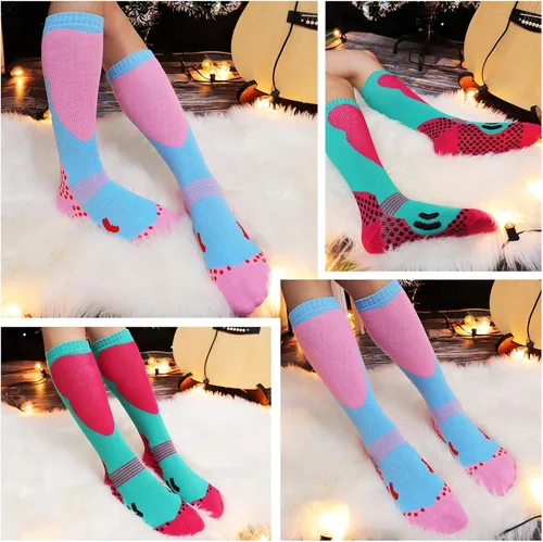 Miniatura 2 de Calcetines de esquí para niños, 2 pares de calcetines de esquí cálidos y largos hasta la rodilla, para nieve, invierno, esquí, snowboard, patinaje