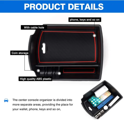 Miniatura 7 de Autorder Organizador de consola central para Kia Soul 2020 2021 2022 2023 2024 2025 2026 Accesorios Caja de almacenamiento para reposabrazos Bandeja