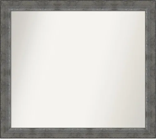 Miniatura 177 de Amanti Art Espejo de baño plateado para sobre el fregadero, 24 x 24 pulgadas, espejo cuadrado de peltre forjado a medida, marco de madera casual