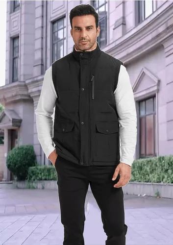 Miniatura 18 de XinYangNi Chaleco de invierno con forro polar para hombre, chaqueta de burbujas cálida e informal