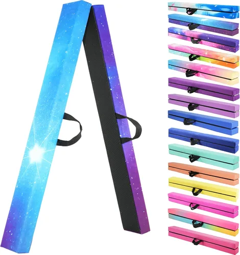 FC FUNCHEER - Viga de equilibrio plegable, viga de suelo para gimnasia, equipo de gimnasia para niños, base de madera, fondo antideslizante y bolsa