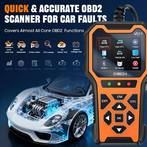 Miniatura 4 de Herramienta de diagnóstico del escáner R001 OBD2, lector de código de luz del motor, probador de voltaje de la batería, preparación I/M