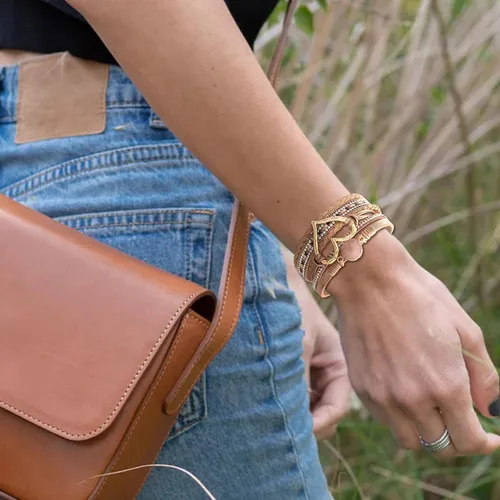 Miniatura 3 de Long tiantian Pulseras de cuero boho para mujer, lindas pulseras apilables de verano con corazón para mujer, regalos de moda 2024