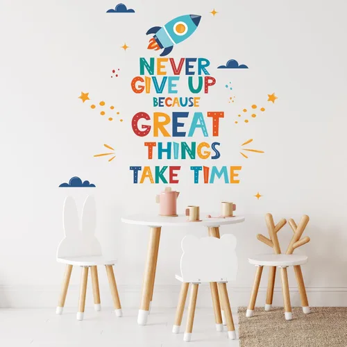 Miniatura 3 de Calcomanías de pared inspiradoras, calcomanías de pared extraíbles con texto motivacional con letras positivas, calcomanía de frase "Never Give Up