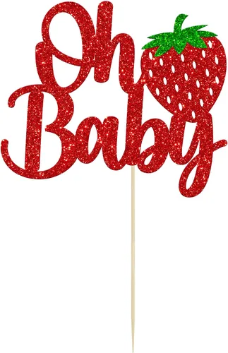 Miniatura 3 de 1 paquete de 1 decoración para cupcakes con purpurina para el primer cumpleaños de fresas para frutas, baby shower, 1er cumpleaños, decoración