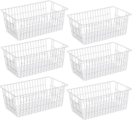 Miniatura 20 de Slideep Cestas de alambre para congelador, cesta de almacenamiento con asas, almacenamiento de alimentos para armarios de cocina, despensa, armario
