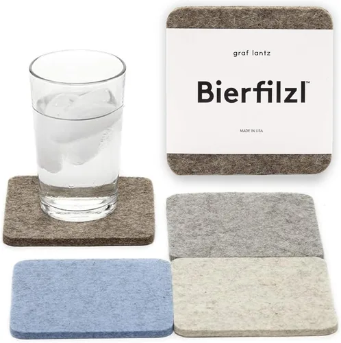 Miniatura 25 de Graf Lantz - Juego de 4 posavasos redondos de lana de merino Bierfilzl - Negro (círculos de 10 cm) - Absorbe el 30% del peso - Lana alemana