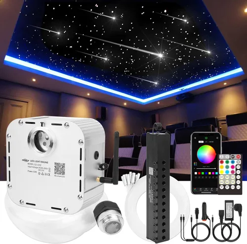 Miniatura 15 de CHINLY Kit de luces de fibra óptica centelleantes de 32W, 1000 piezas de 13.1 pies, 0.03 pulgadas, kit de luces Starlight Headliner, modo música