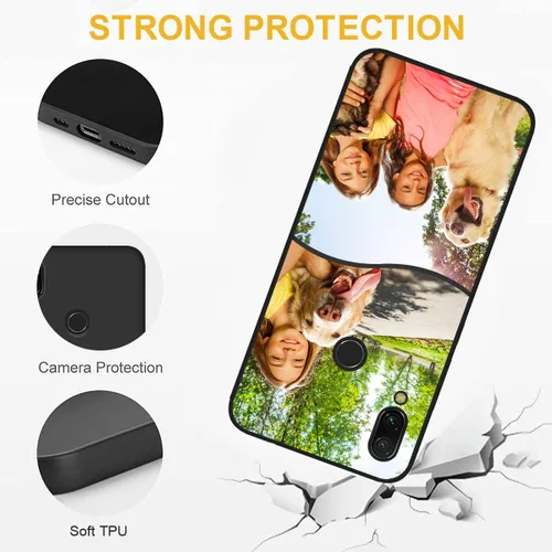Miniatura 3 de Funda personalizada para teléfono Redmi Note 7 de 6.3 pulgadas, funda personalizada con múltiples imágenes, funda suave con nombre, regalo de Negro