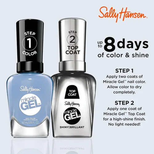 Miniatura 5 de Sally Hansen Miracle Gel - Esmalte de uñas de calidad de salón Fórmula similar al gel, sistema de dos pasos, no necesita luz UV, larga duración