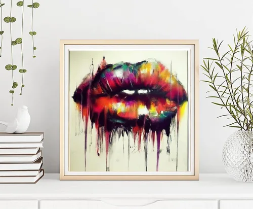 Miniatura 2 de Pintura de diamante 5D para manualidades, labios sexis por números, pintura de boca con diamantes para adultos, lienzo de taladro completo