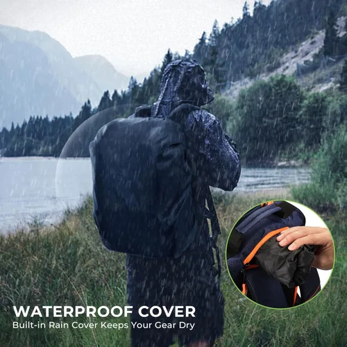 Miniatura 6 de KastKing Bait Boss Mochila de aparejos de pesca con soportes para caña, 4 cajas de aparejos, cubierta para lluvia, almacenamiento grande de 43 L B