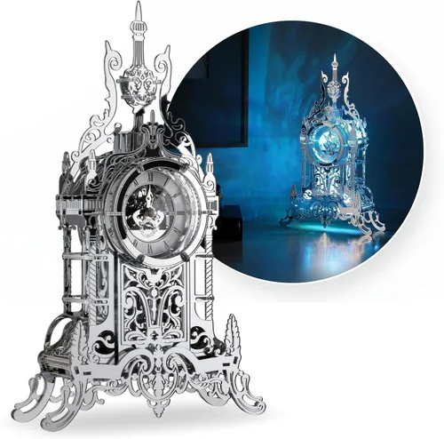 FUNPOLA Reloj de Torre de Rompecabezas 3D LED para Adultos - Elegante Modelo de Construcción para Decoración del Hogar con LEDs de Cambio de Color -