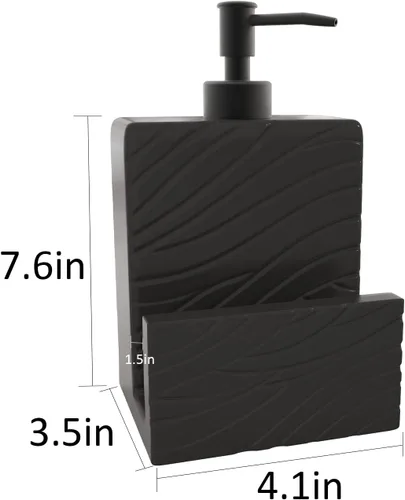 Miniatura 4 de Dispensador de jabón de cerámica con soporte de esponja para fregadero de cocina, contenedor de jabón líquido 2 en 1 con embudo para encimera, baño