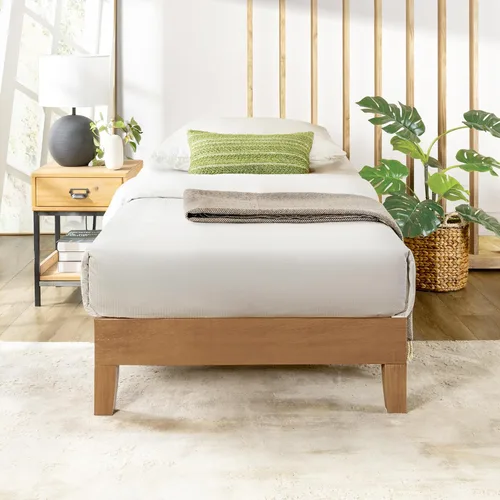 Miniatura 33 de Mellow Naturalista Classic - Cama de plataforma de madera maciza de 12 pulgadas con listones de madera, tamaño individual XL, pino natural Natural