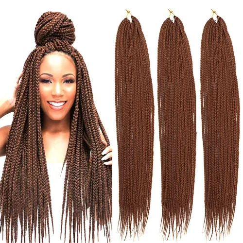 Miniatura 41 de Extensiones de cabello trenzado tipo box de 24 pulgadas, hechas a mano, para mujeres y niñas, extensiones de cabello trenzado, 24#, 3 paquetes, 22